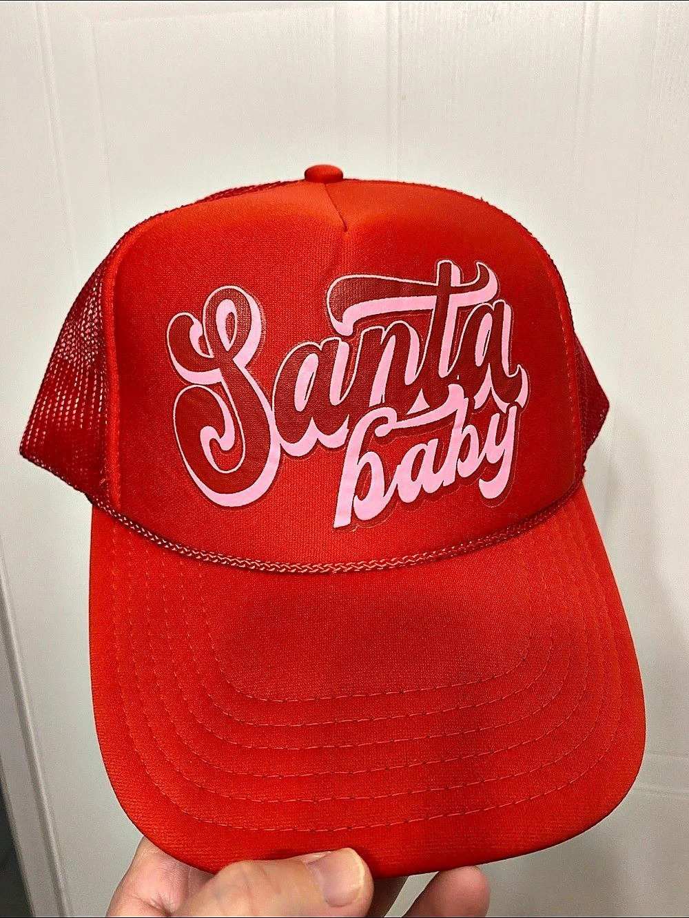 OTTO 39-165 Trucker Hat Santa Baby Trucker Hat in Red Like New